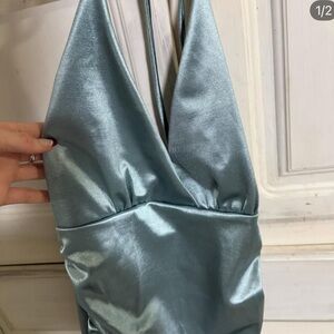 Elegant Blue Satin Women's Bag